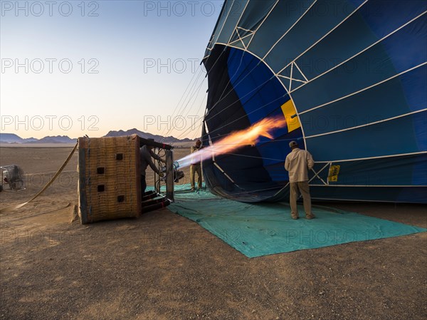 Hot air balloon being heated up