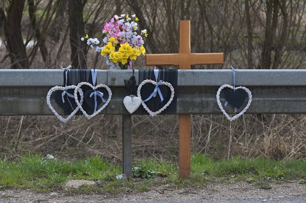 Memorial cross on the roadside