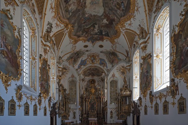 Interior with the altar of the school church