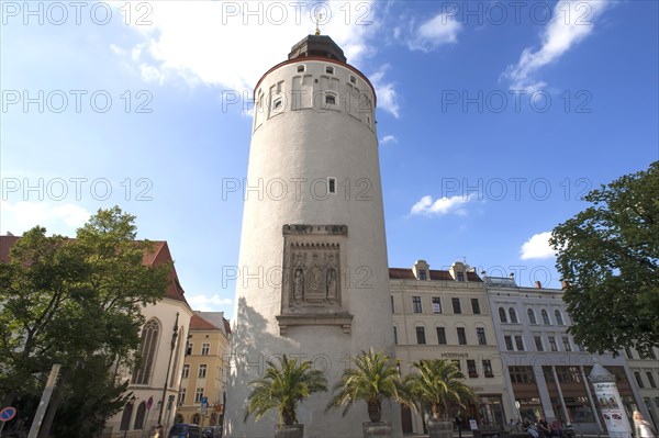 Dicker Turm or Frauenturm tower with city arms