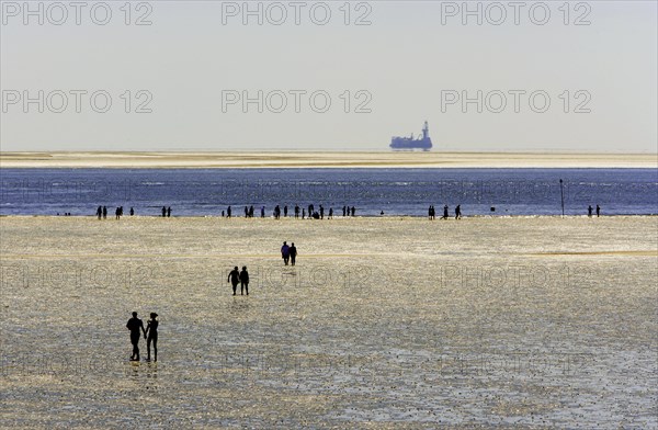 Strollers walking at low tide on the foreshore