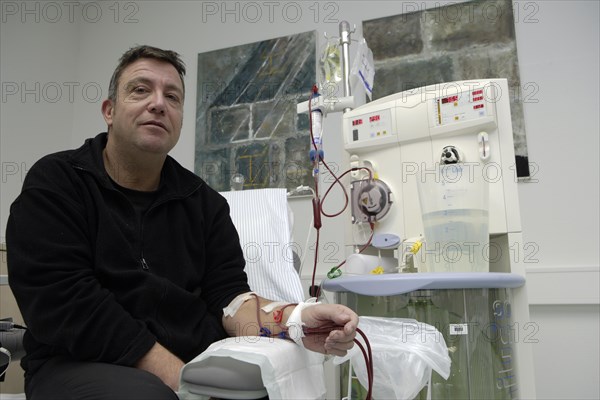 Patient during outpatient dialysis in the dialysis center of the Dominikus Krankenhaus hospital