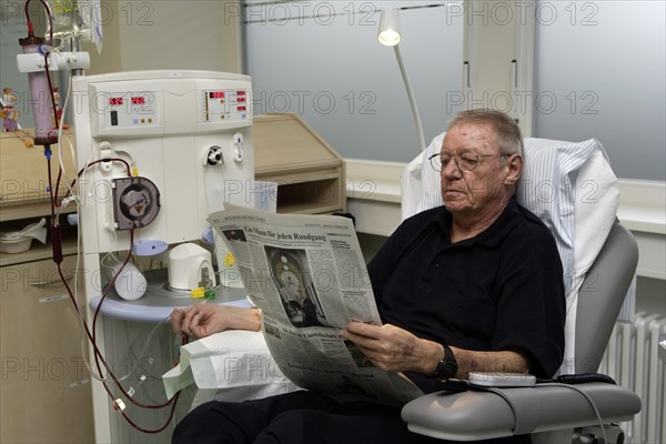 Patient during outpatient dialysis in the dialysis center of the Dominikus Krankenhaus hospital