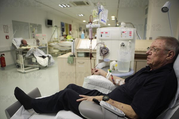 Patient during outpatient dialysis in the dialysis center of the Dominikus Krankenhaus hospital