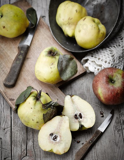 Quinces on a table