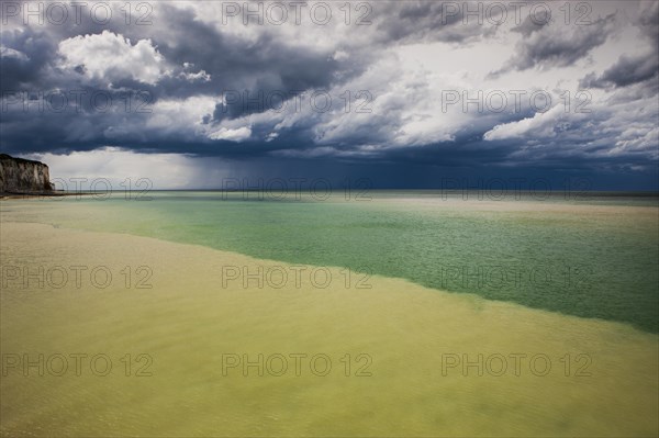 Thunderstorm over the sea on the coast near Saint-Valery-en-Caux