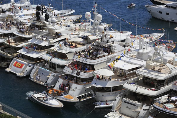 Viewers on yachts in Port Hercule during the Formula 1 Grand Prix Monaco 2015