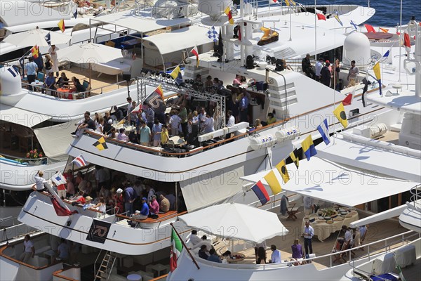 Viewers on yachts in Port Hercule during the Formula 1 Grand Prix Monaco 2015