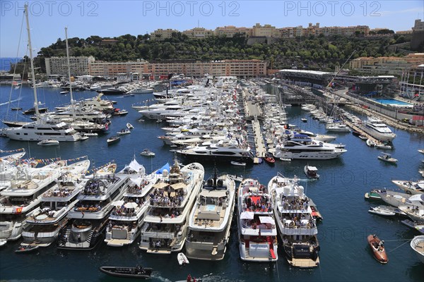 View of Port Hercule with yachts during the Formula 1 Grand Prix 2015