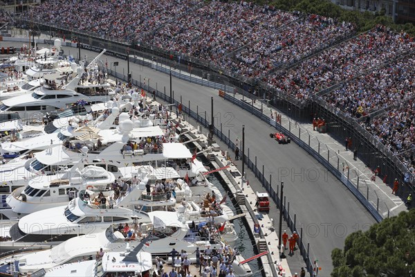 Yachts and grandstands at the racetrack