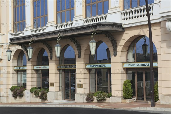 Facade of the private banks HSBC and BNP PARIBAS on Boulevard d'Ostende