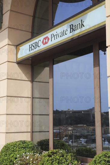 Facade of the private bank HSBC on Avenue d'Ostende