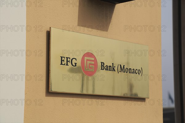 Brass plate of private bank EFG Bank