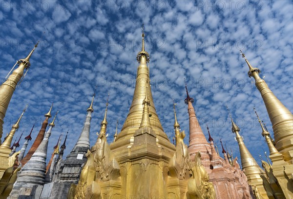 Golden stupas of Shwe Inn Thein Paya