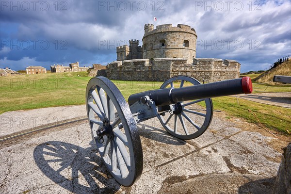 Cannon in front of Pendennis Castle Device Fort built in 1539 for Henry VIII