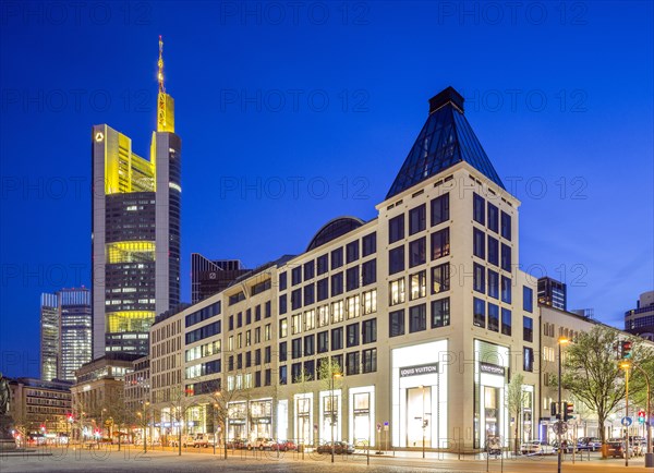 Office and commercial buildings at dusk