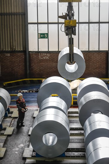 Steel coils in a warehouse