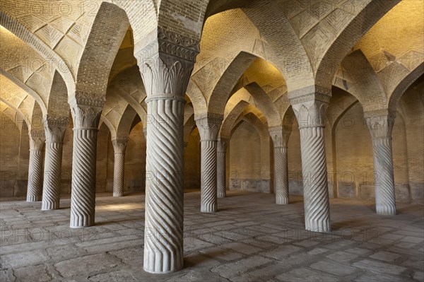 Decorated pillars in the prayer hall