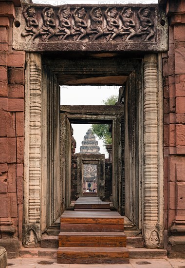 Apsara dancers on the lintel at the south entrance