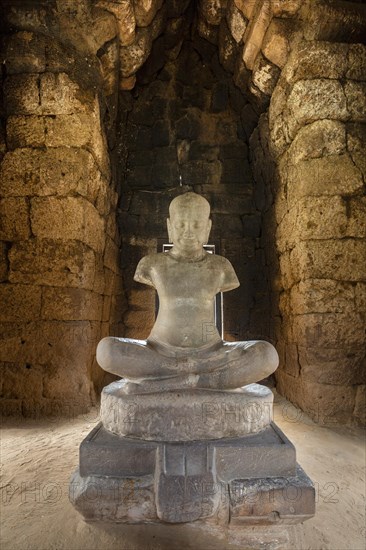 Sandstone statue of King Jayavarman VII in Prang Hin Daeng