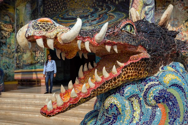 Crocodile figure at the western entrance of the Elephant Temple Thep Wittayakhom Vihara