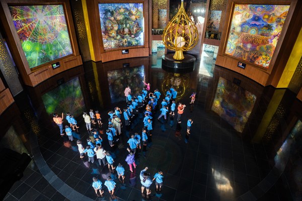 Visitors in the Great Hall of the Elephant Temple Thep Wittayakhom Vihara