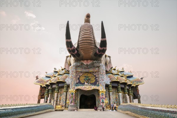 Bridge to the entrance of the Elephant Temple Thep Wittayakhom Vihara
