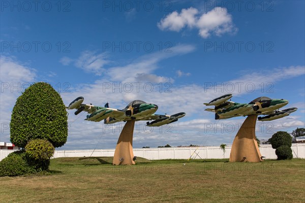 Fighter jets at the entrance to 21 Wing Airforce Base