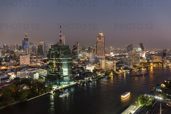 Skyline with CAT Telecom Tower and Lebua State Tower at night