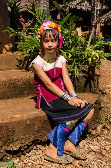 Girl from the Padaung hilltribe with neck rings