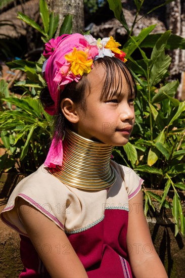 Girl from the Padaung hilltribe with neck rings