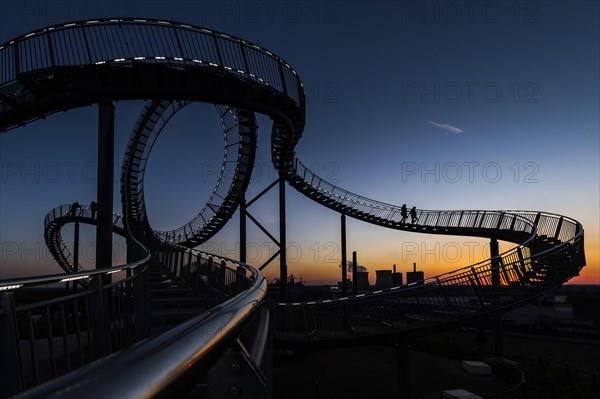 Power plant with part of the Tiger and Turtle sculpture at sunset