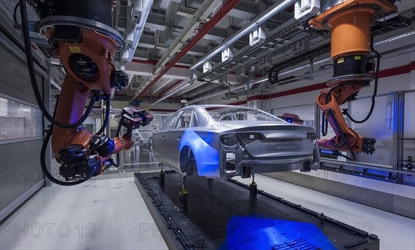 Bodywork of an Audi A8 sedan in the measuring cell