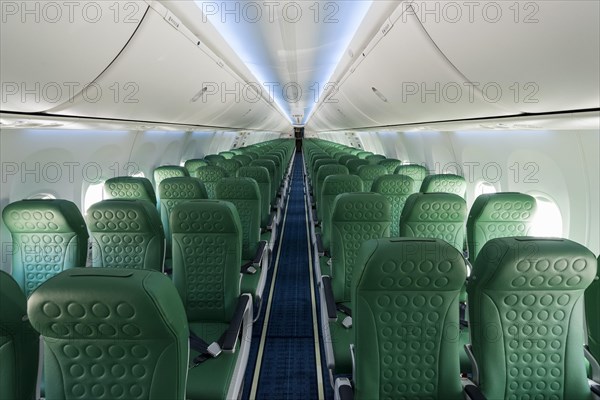 Passenger cabin of a Boeing 737-800 of the Transavia airline