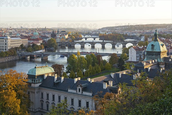 iew from the Letna hill on Moldova and bridges