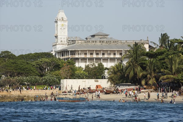 View from the sea to the town