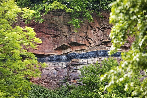 Geological outcrop with overground coal seam