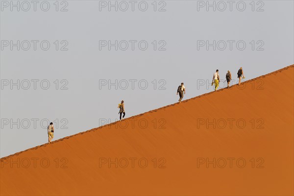 Tourists climbing Dune 45 in the Namib Desert