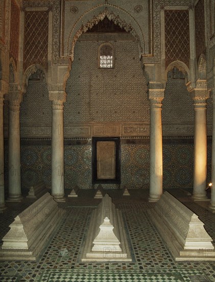 Central room of the Saadian Tombs mausoleum in the Medina