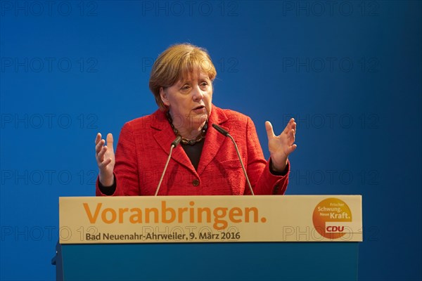 Chancellor Angela Merkel at a local election campaign rally in Bad Neuenahr