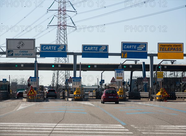 Toll checkpoint on a northern Italian highway