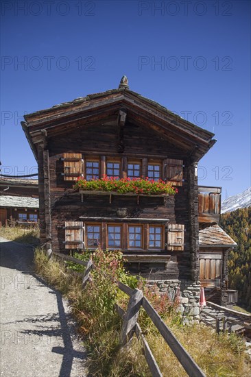 Valais timber houses in the mountain village Findeln