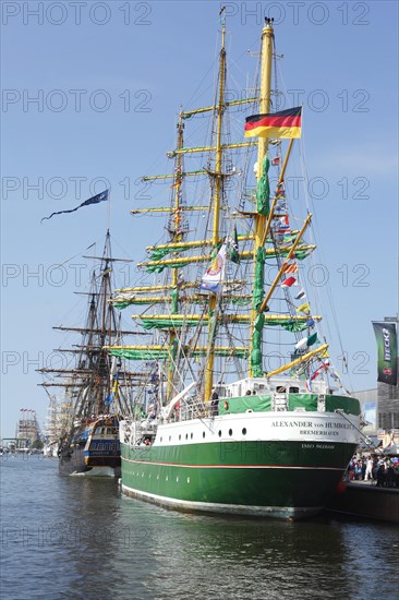 Hospitality ship Alexander von Humboldt II in the Neuer Hafen harbour at the Sail 2015 festival