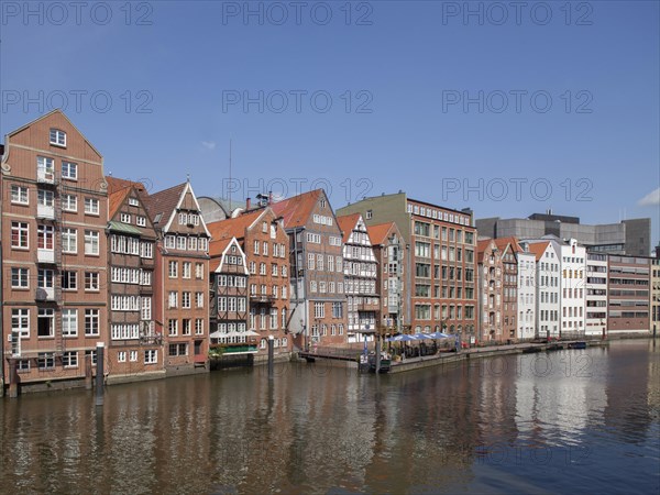 Historic town houses in Deichstrasse on Nikolaifleet canal