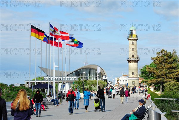 Beach promenade with lighthouse