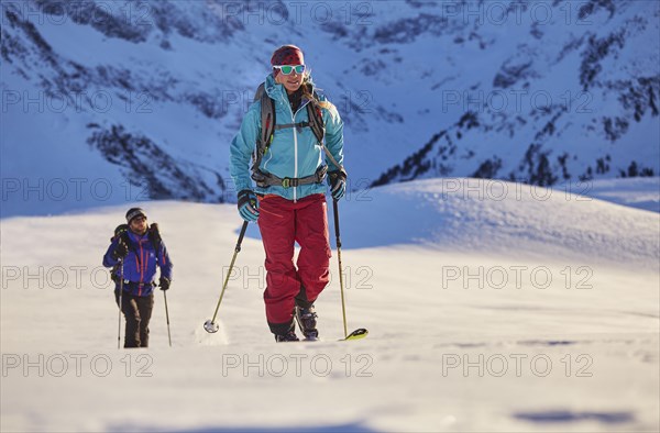 Two ski tourers during ascent