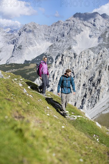 Hiker woman and man walking on Goetheweg