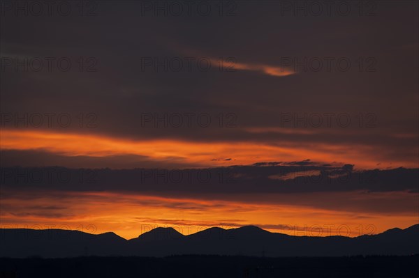 Sunset with silhouetted Vosges