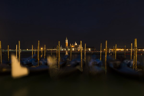 Panoramic view of church of San Giorgio Maggiore with gondolas