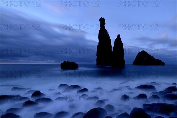 Volcanic rock formation Ilheus da Rib by the cliffs of Ribeira da Janela